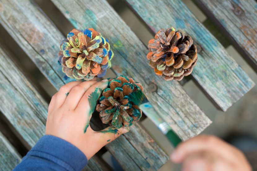 Balades en forêt avec bébé : ramasser des matériaux pour des déco de Noël DIY